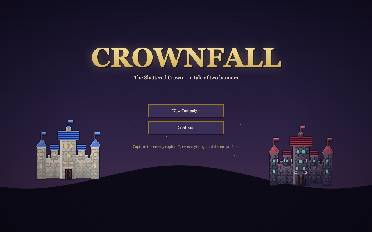 Crownfall title screen